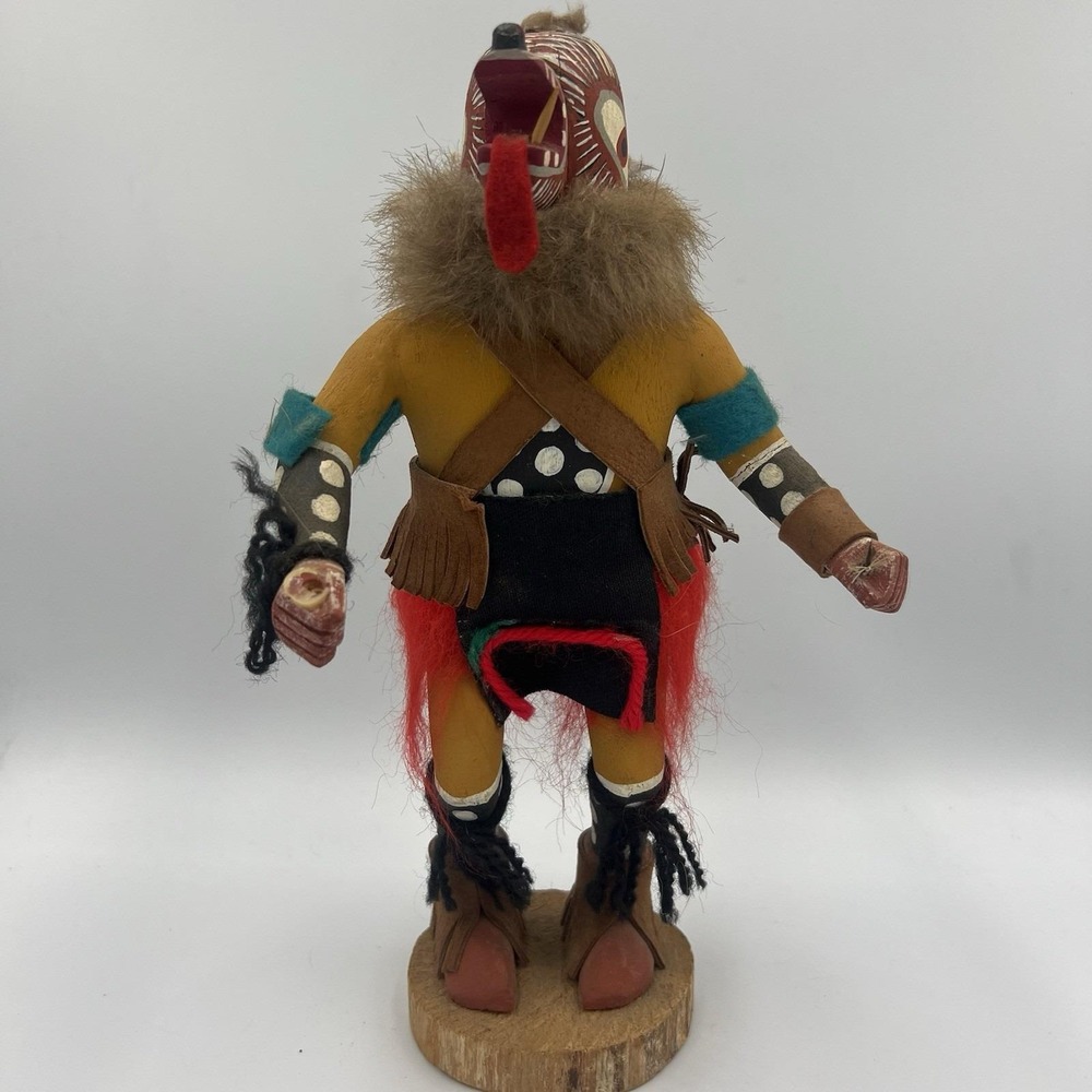 Vintage 11" Navajo Kachina Doll – Bear Mask – Inscribed Base
